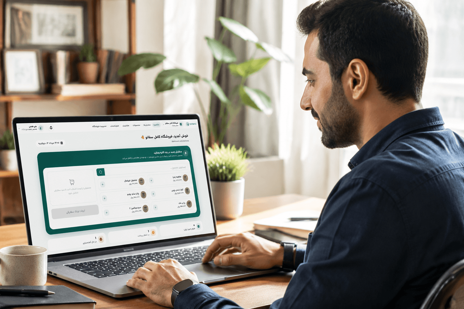 فروشنده در حال کار با سفانو